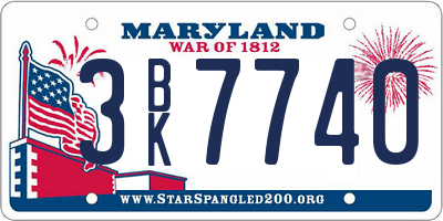 MD license plate 3BK7740