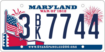 MD license plate 3BK7744