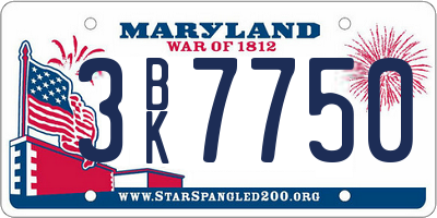 MD license plate 3BK7750