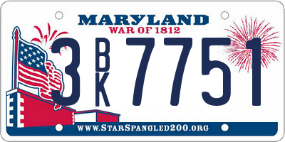 MD license plate 3BK7751
