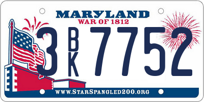 MD license plate 3BK7752
