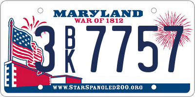 MD license plate 3BK7757