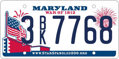 MD license plate 3BK7768