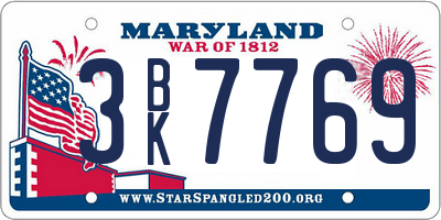 MD license plate 3BK7769