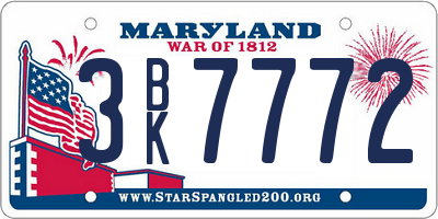 MD license plate 3BK7772