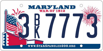 MD license plate 3BK7773