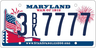 MD license plate 3BK7777