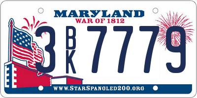 MD license plate 3BK7779