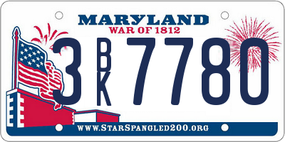 MD license plate 3BK7780