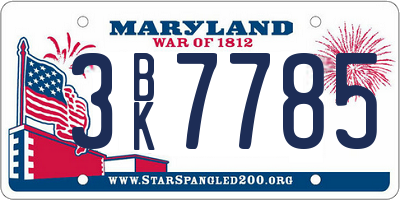 MD license plate 3BK7785