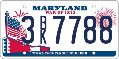 MD license plate 3BK7788