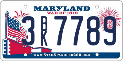 MD license plate 3BK7789