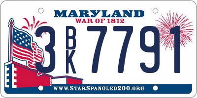 MD license plate 3BK7791