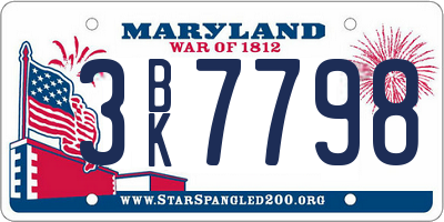 MD license plate 3BK7798