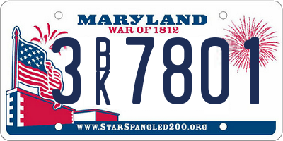 MD license plate 3BK7801