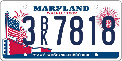 MD license plate 3BK7818
