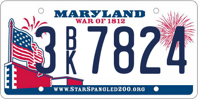 MD license plate 3BK7824