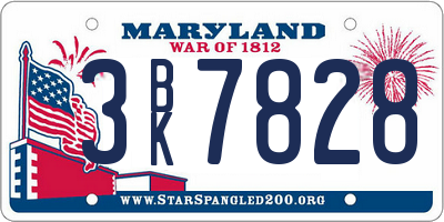 MD license plate 3BK7828