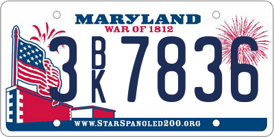 MD license plate 3BK7836