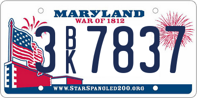 MD license plate 3BK7837