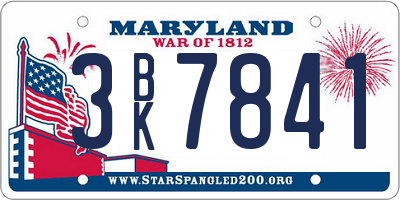 MD license plate 3BK7841