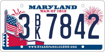 MD license plate 3BK7842