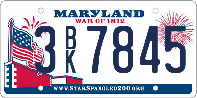 MD license plate 3BK7845