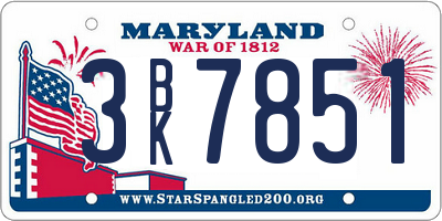 MD license plate 3BK7851