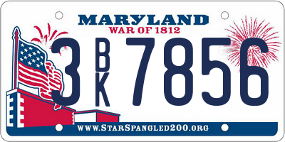 MD license plate 3BK7856