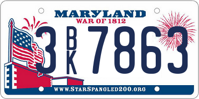 MD license plate 3BK7863
