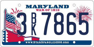 MD license plate 3BK7865