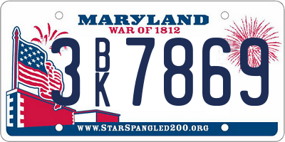 MD license plate 3BK7869