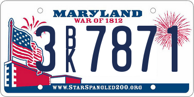 MD license plate 3BK7871