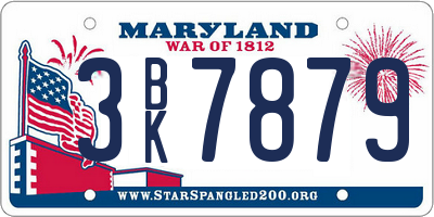 MD license plate 3BK7879