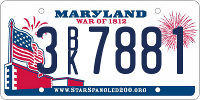 MD license plate 3BK7881