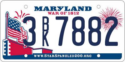 MD license plate 3BK7882