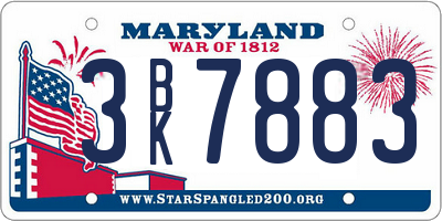 MD license plate 3BK7883