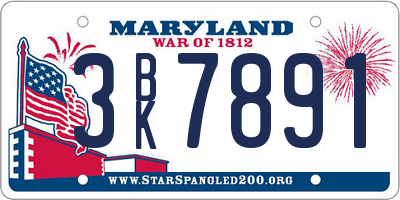 MD license plate 3BK7891