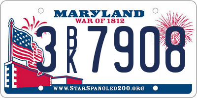 MD license plate 3BK7908