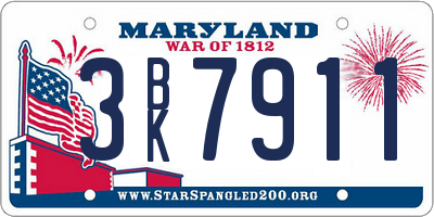 MD license plate 3BK7911