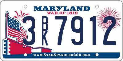 MD license plate 3BK7912