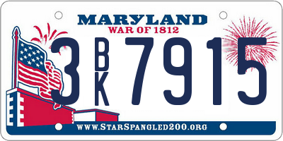 MD license plate 3BK7915