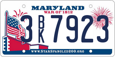 MD license plate 3BK7923