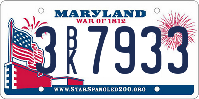 MD license plate 3BK7933