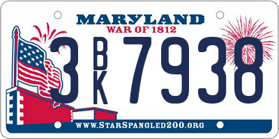 MD license plate 3BK7938