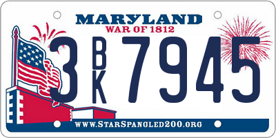 MD license plate 3BK7945