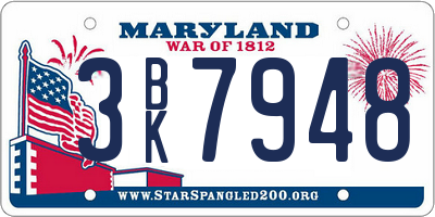 MD license plate 3BK7948