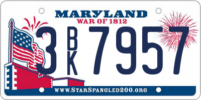 MD license plate 3BK7957