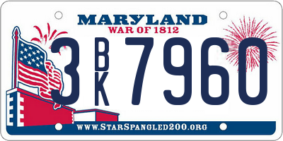 MD license plate 3BK7960