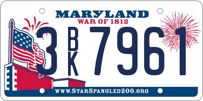 MD license plate 3BK7961